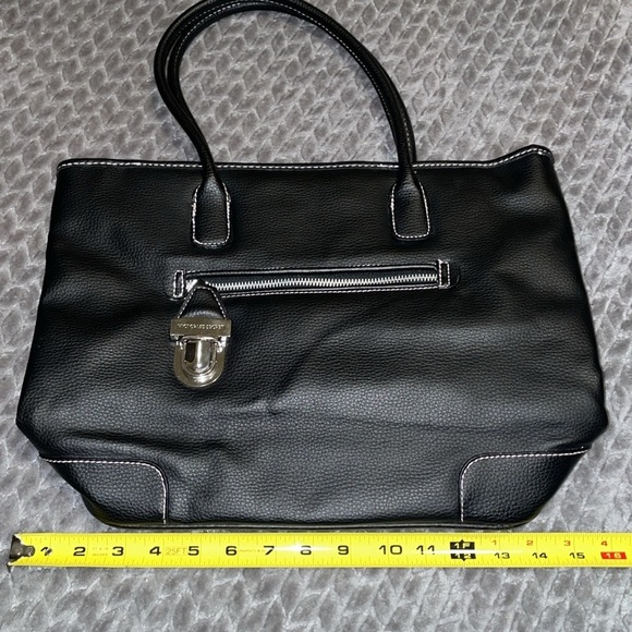 Victoria Secret Black Tote Bag.  Pink lining.  Pink stitching. - Picture 3 of 8